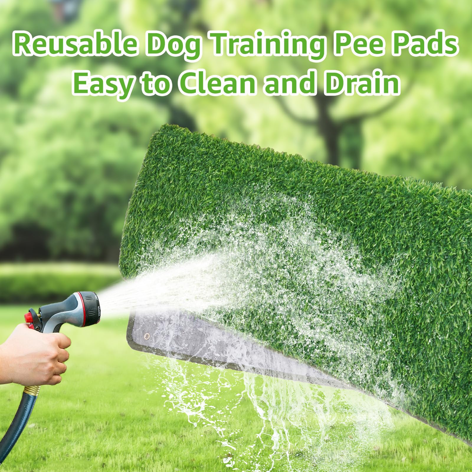 Pick For Life washable dog grass pad is easy to rinse and dry.