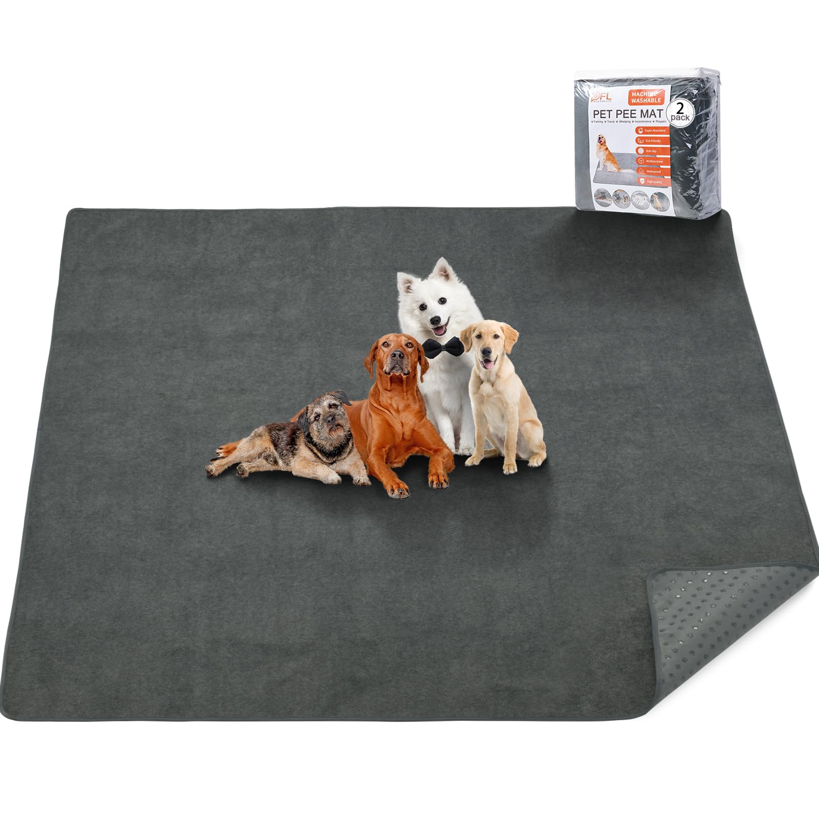 PICK FOR LIFE washable dog pad 48x60 flatlay showing large absorbent surface for training