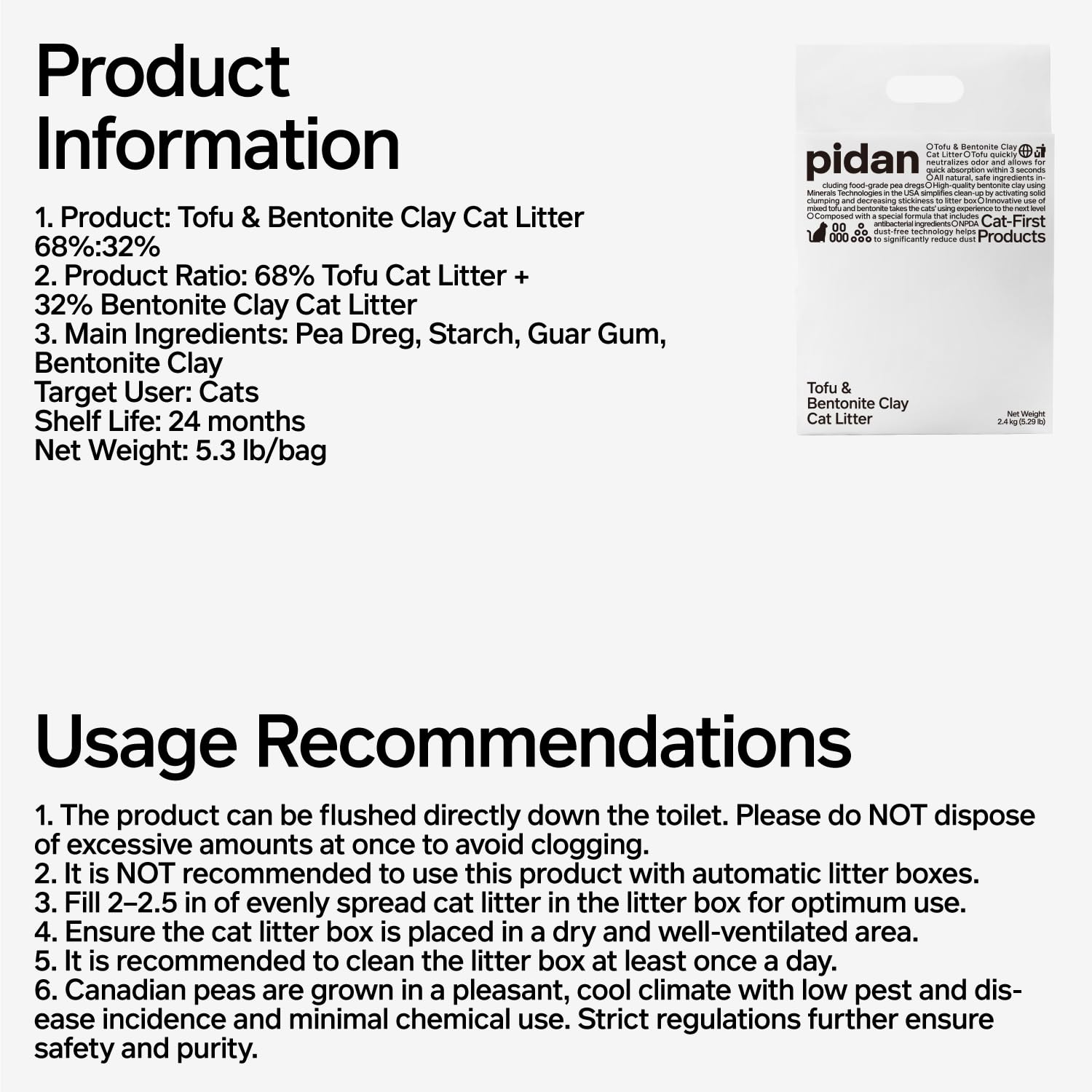 pidan Mix Cat Litter flushable tofu concept shows flush-friendly design