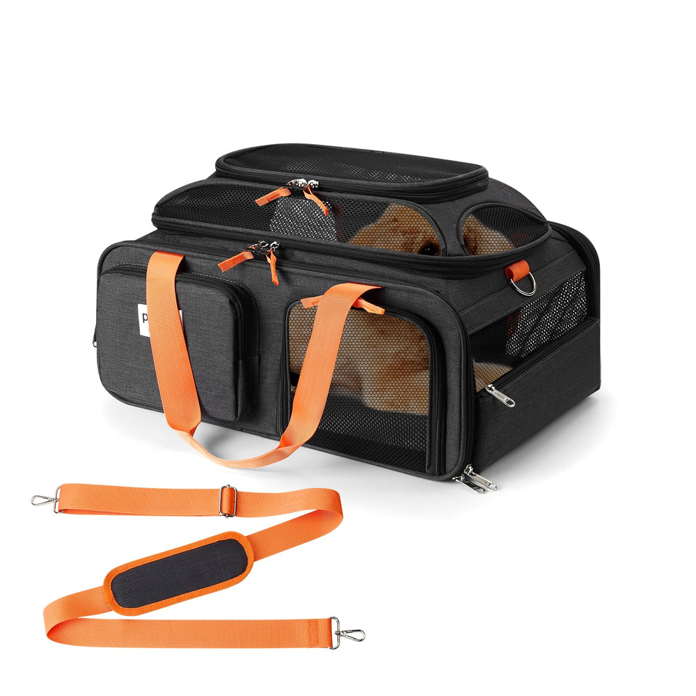 pidipiti 19x13x9 under-seat carrier fits under airplane seats for small pets.