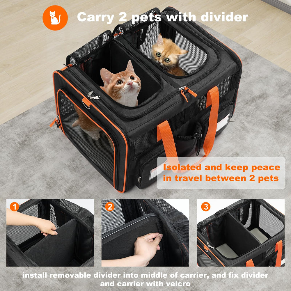 Pidipiti large double pet carrier loading ports top highlights three access points for safe handling on the go