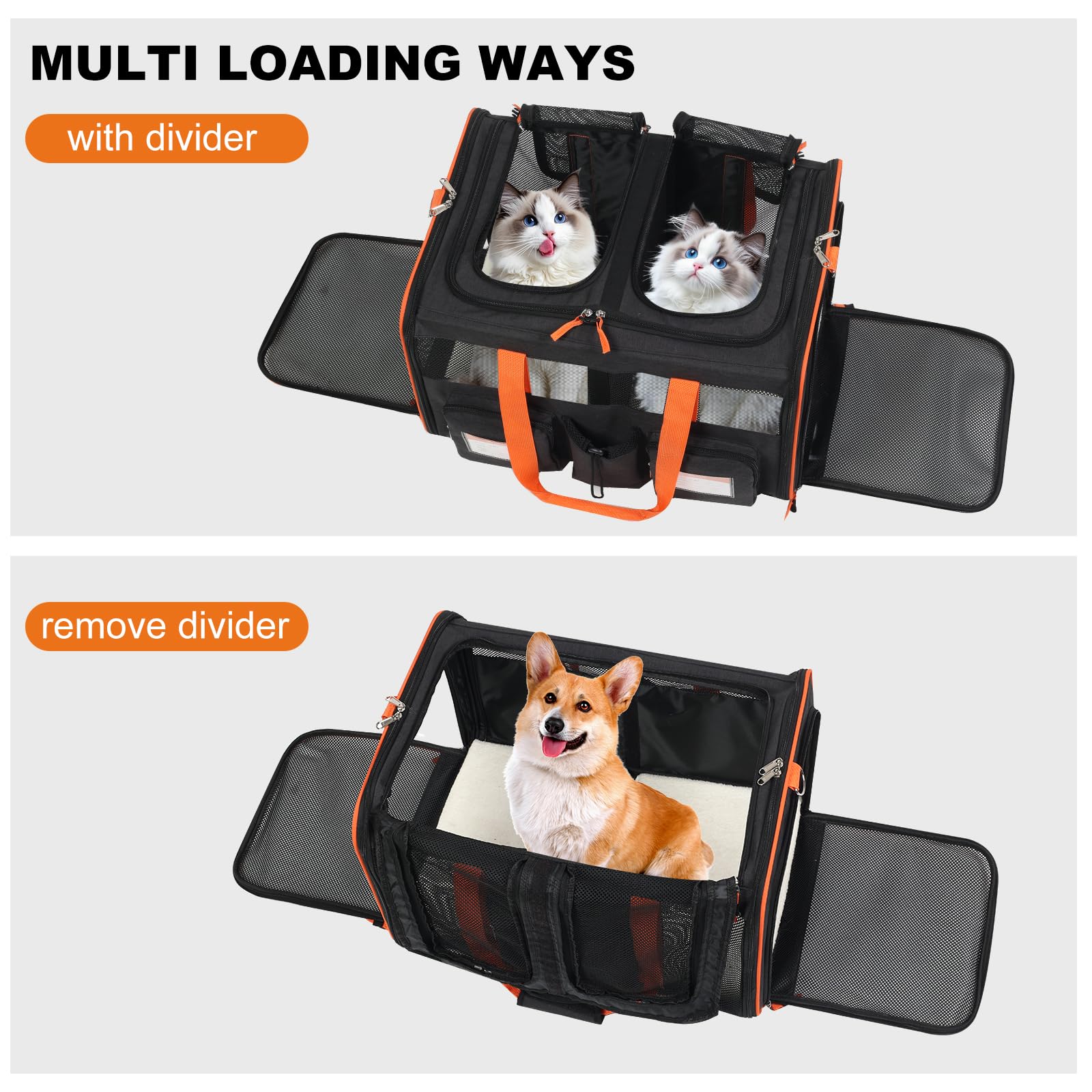 Pidipiti large double pet carrier metal buckles ensure durable attachment hardware for long-lasting use