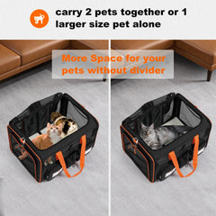 Pidipiti large double pet carrier with sturdy zippers and metal tethers for reliable security on trips