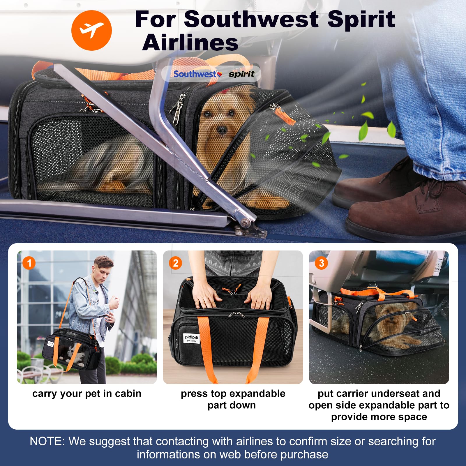 pidipiti expandable top carrier provides extra space during flights and car rides