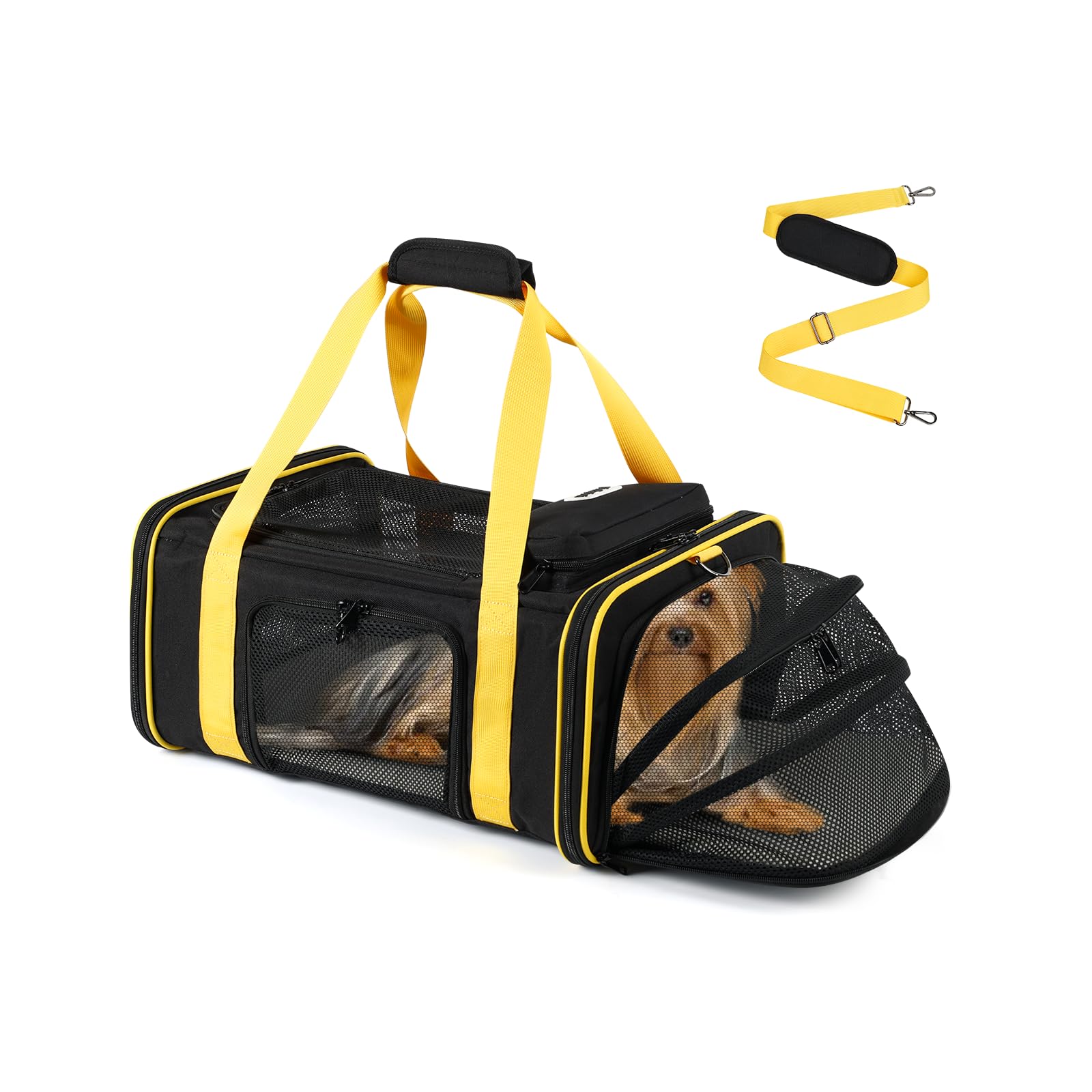 Pidipiti Southwest Airlines approved pet carrier front view, compact and secure.