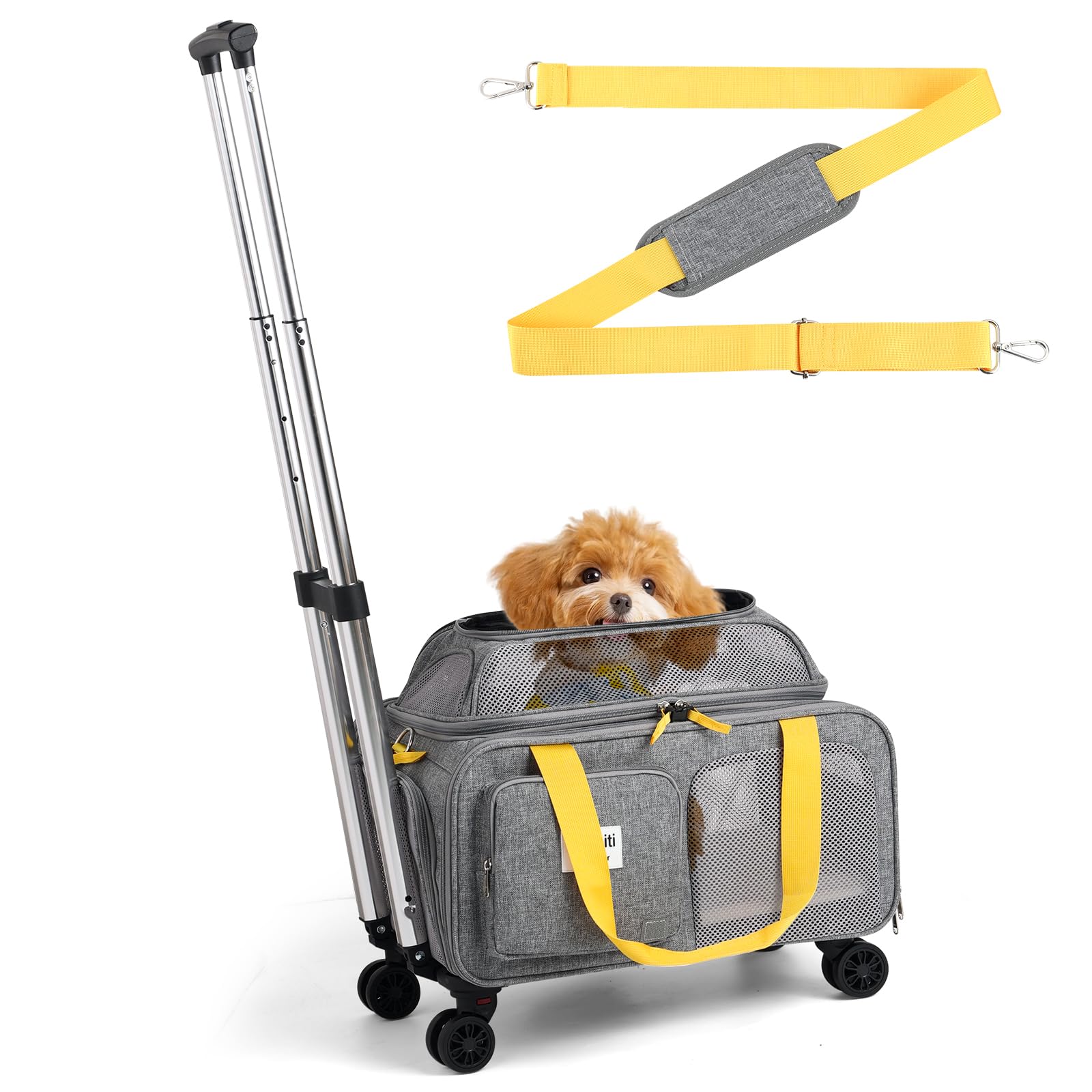 Pidipiti under-seat carrier with four wheels for Spirit and Southwest cabin travel.