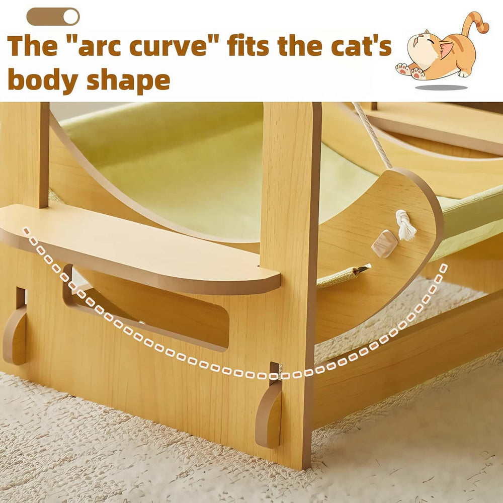 Piegricdiat wooden cat hammock in cozy living room scene for restful naps.