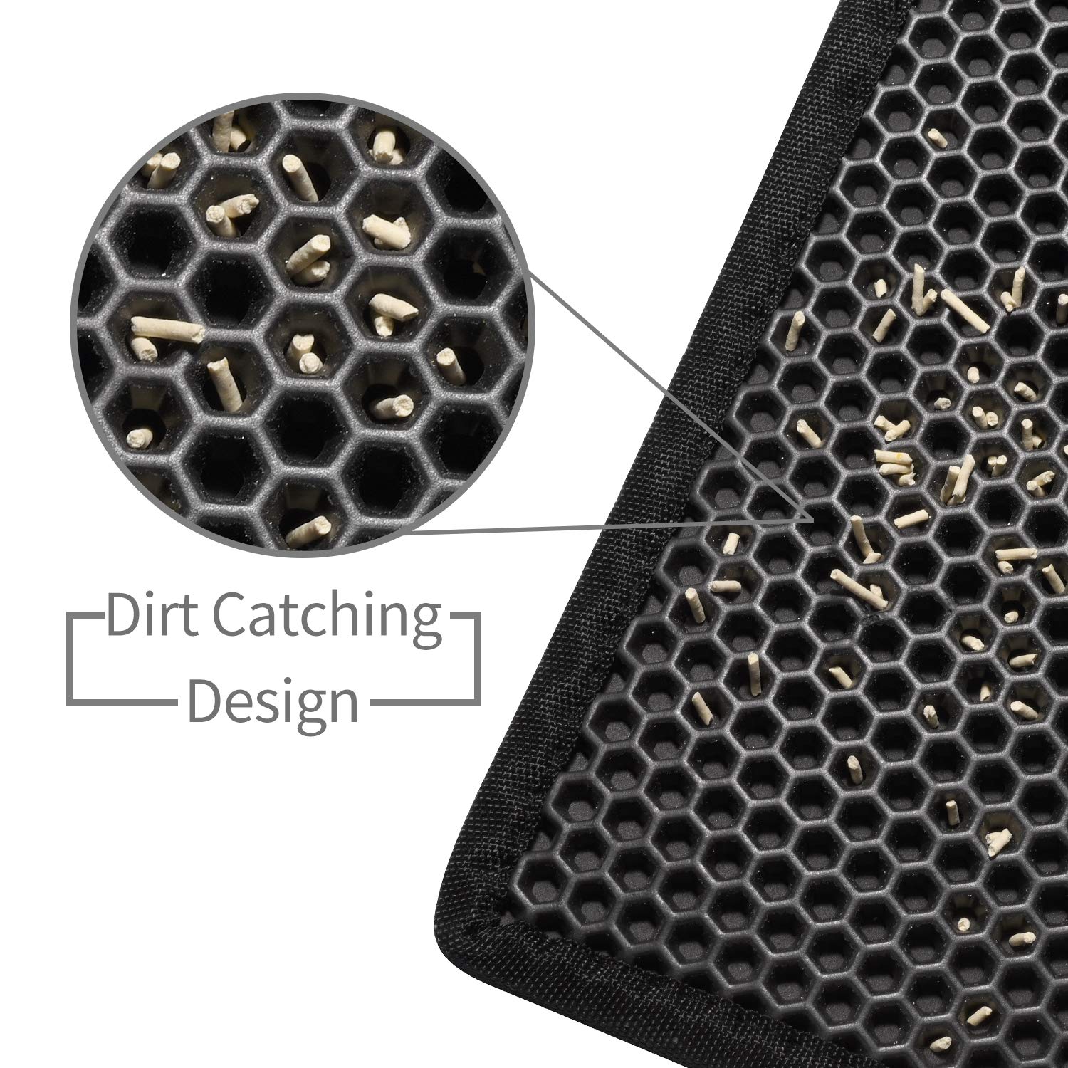 Pieviev Cat Litter Mat anti-tracking edge with large holes keeps litter contained.
