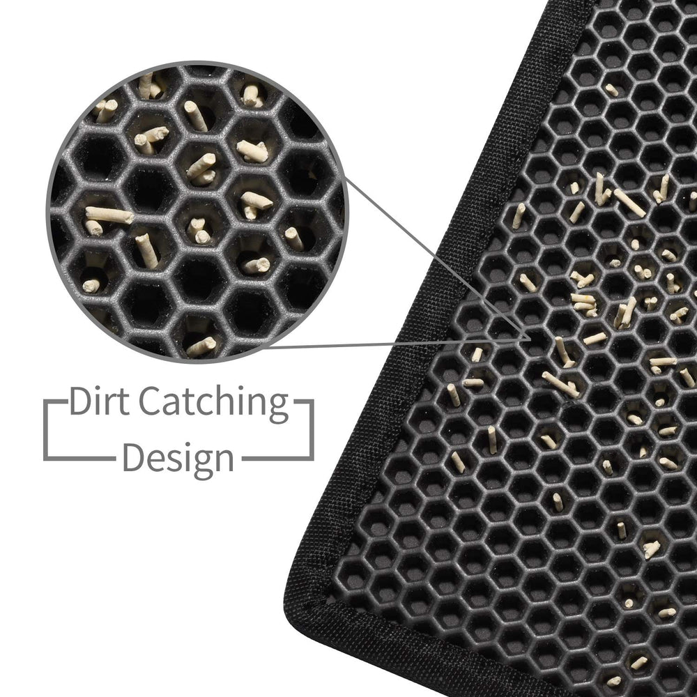Pieviev Cat Litter Mat anti-tracking edge with large holes keeps litter contained.