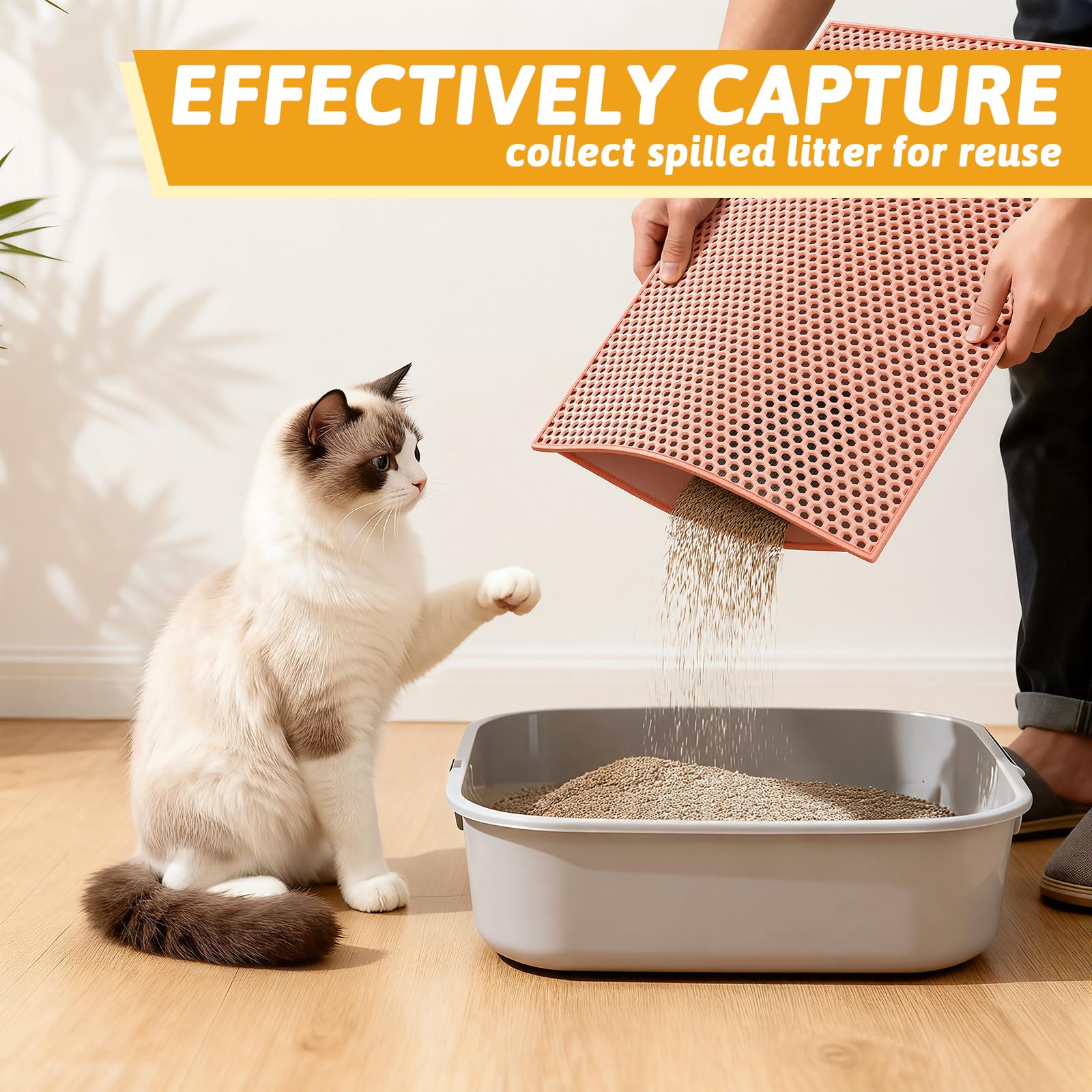 Pieviev Cat Litter Mat bottom layer waterproof feature protects floors.