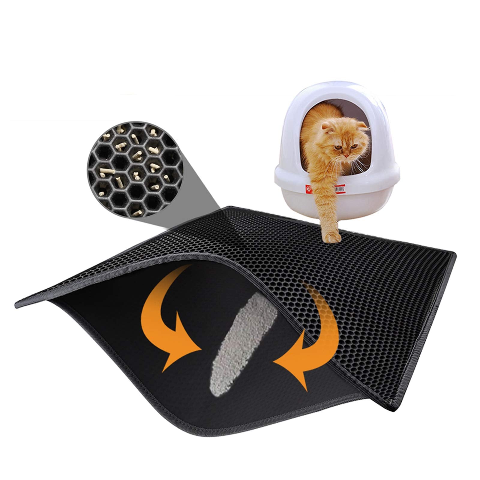 Pieviev Cat Litter Mat double-layer anti-tracking edge traps litter for cleaner floors.