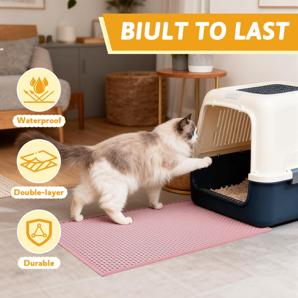 Pieviev cat litter mat durable material resists scratching for long-lasting protection.