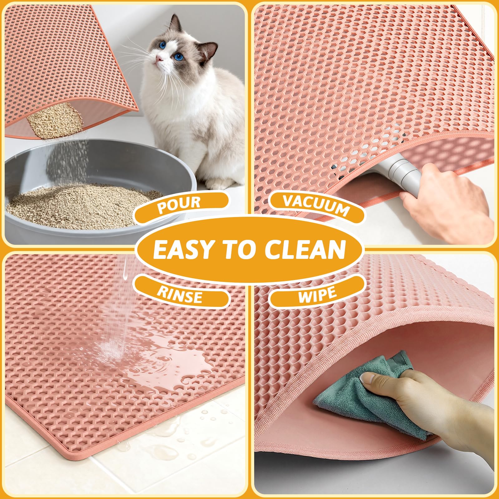 Pieviev Cat Litter Mat red color visual emphasizes visibility and style.