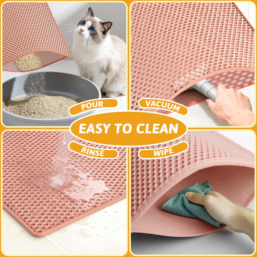 Pieviev Cat Litter Mat red color visual emphasizes visibility and style.