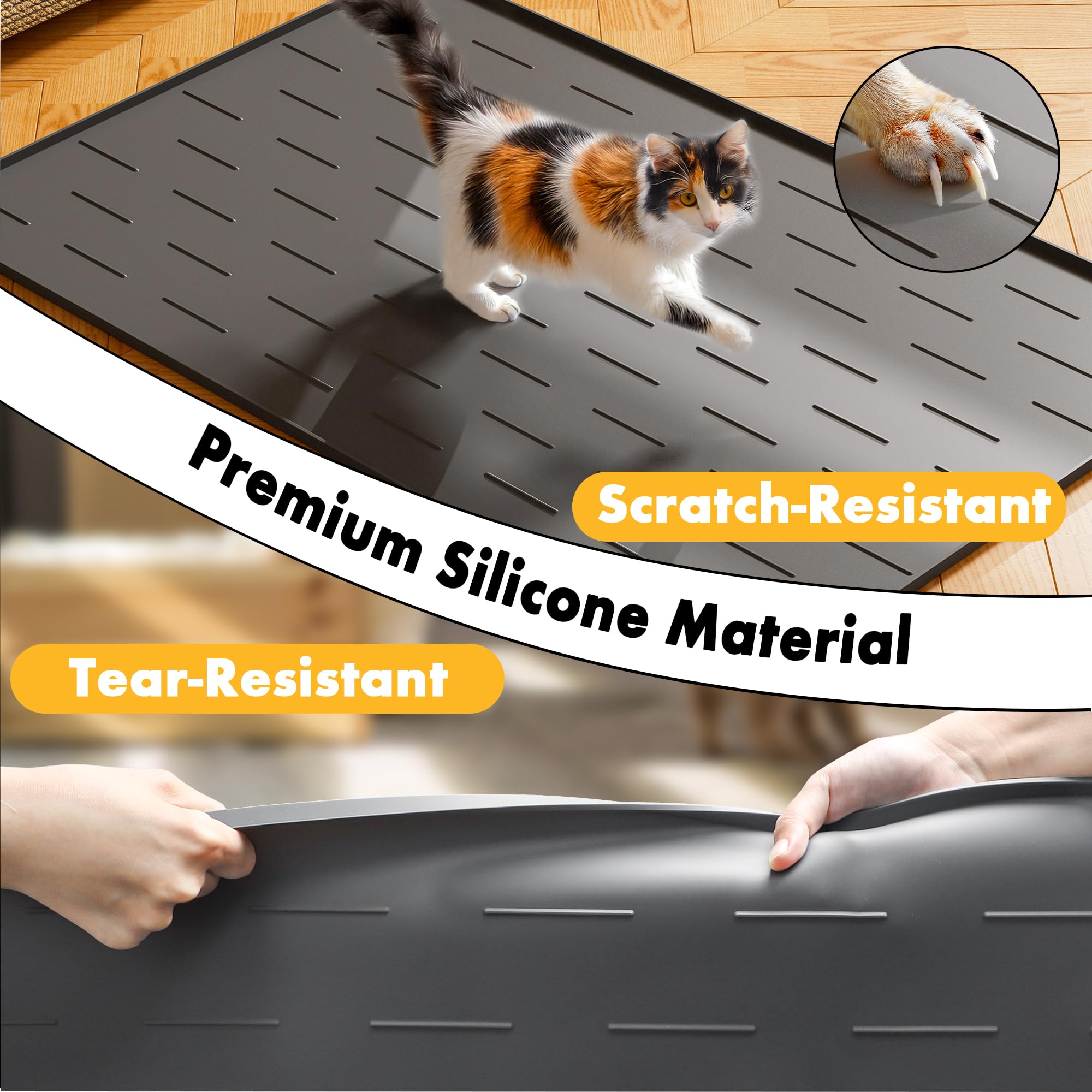 Pieviev dark grey litter mat blends with home décor
