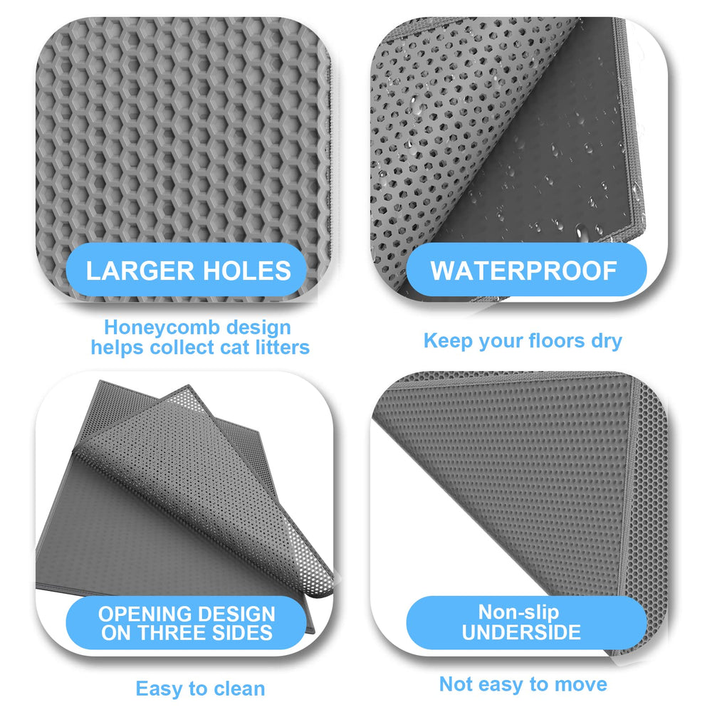 Pieviev cat litter mat three-sided opening enables easy cleaning