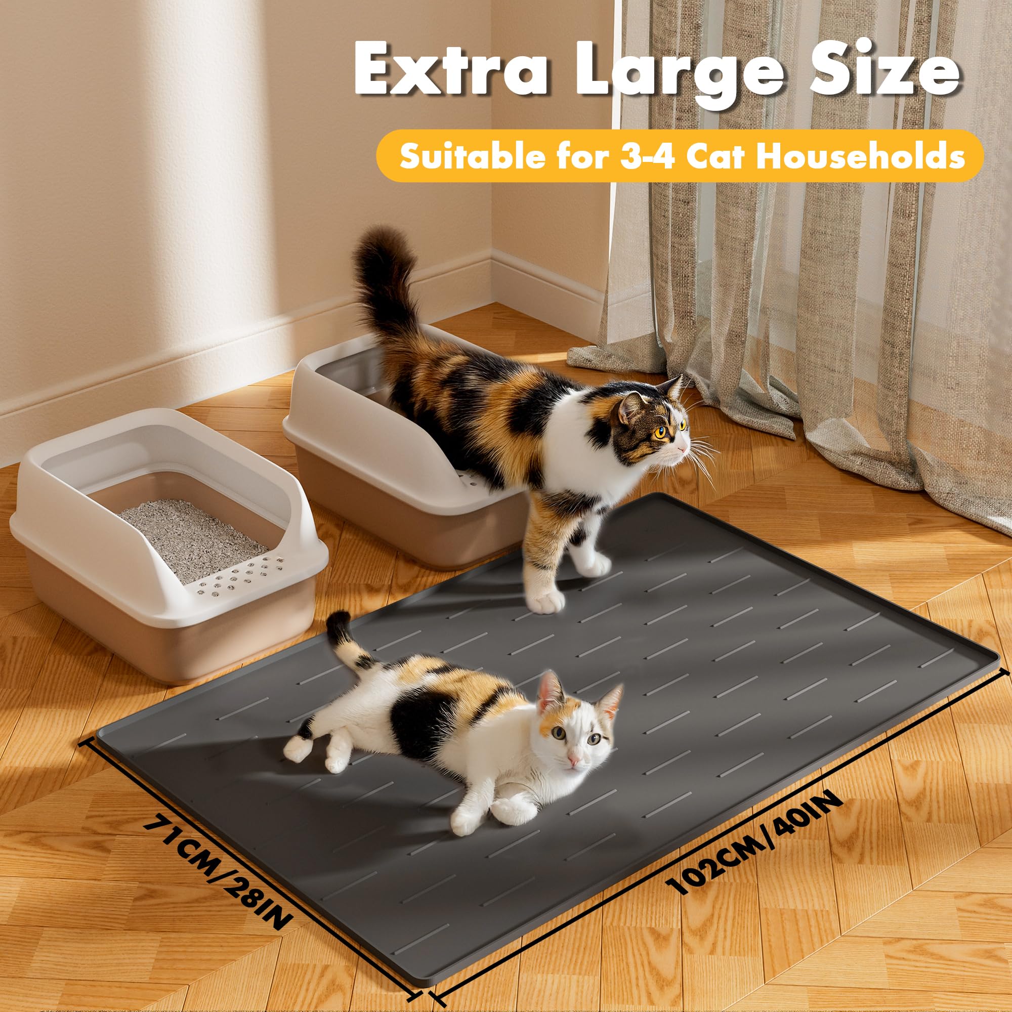 Pieviev mat under food bowls doubles as a feeding mat