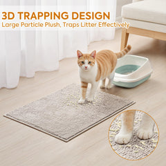 Pieviev Chenille Cat Litter Mat close-up fibers capturing litter efficiently
