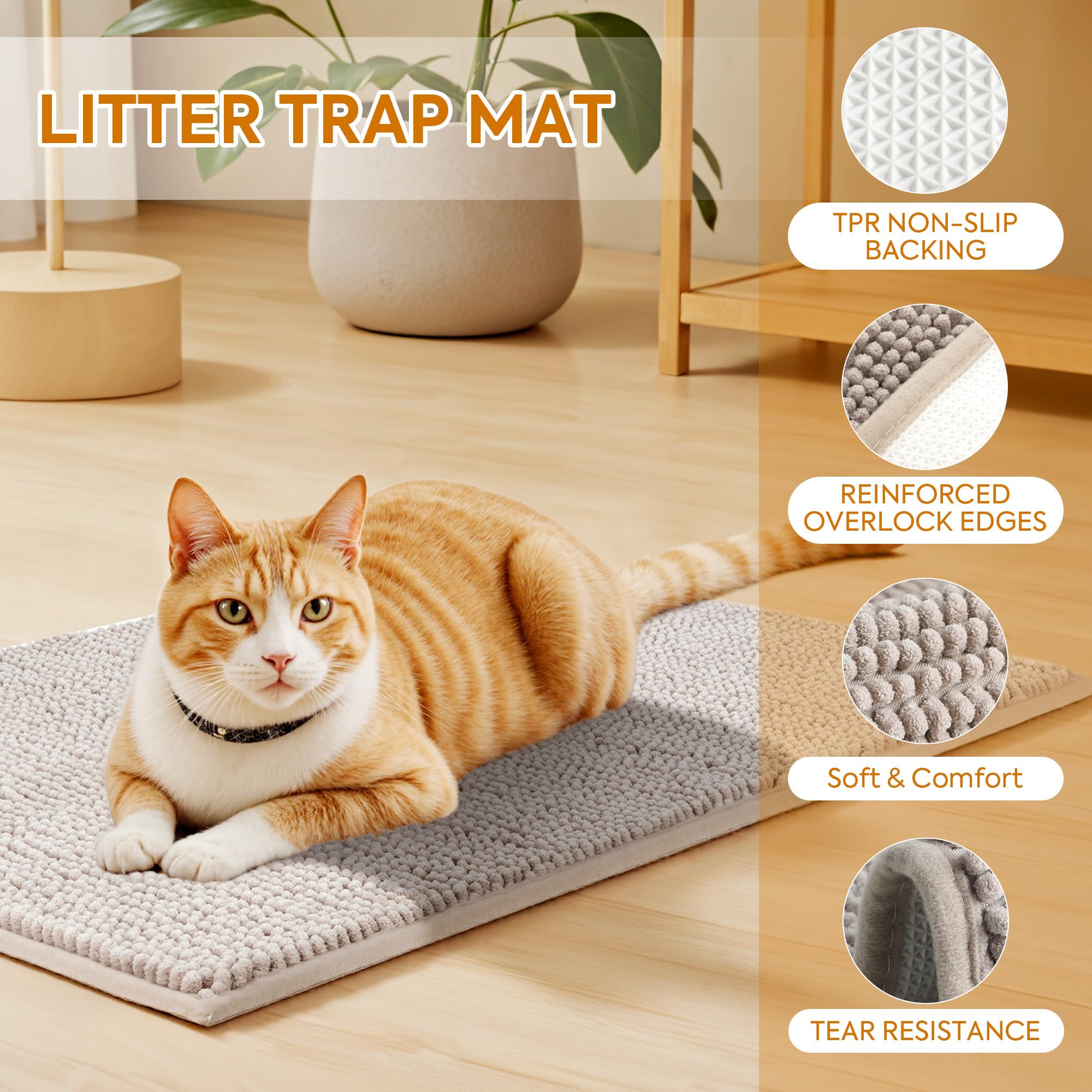 Pieviev mat non-slip backing keeps on floor during active use