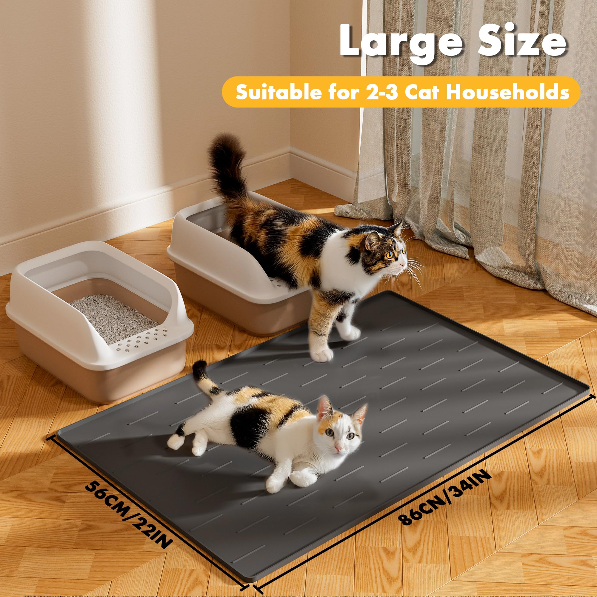 Pieviev 34x22 inch mat covers ample litter area