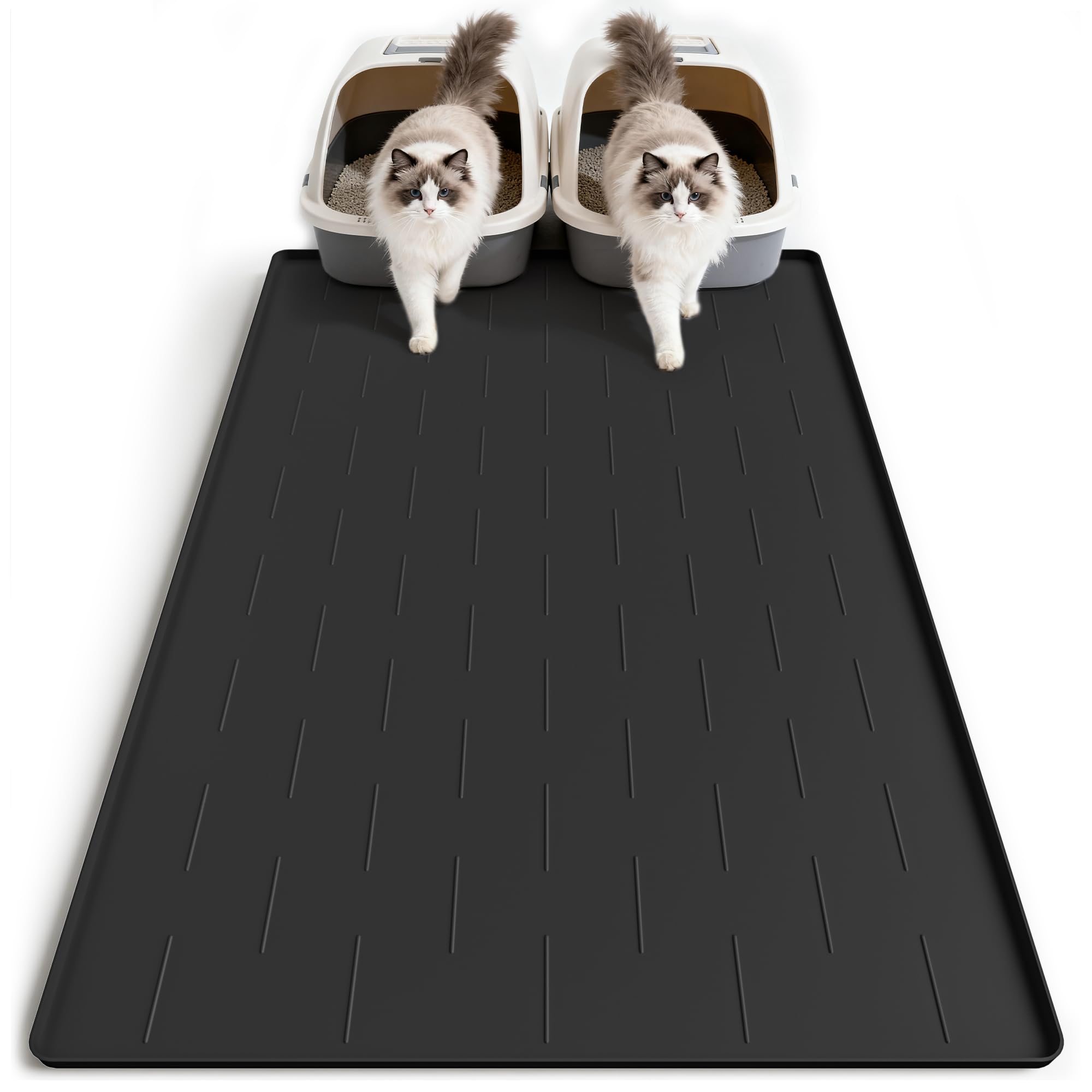 Pieviev silicone cat litter mat 40x28 inches catches litter and reduces mess