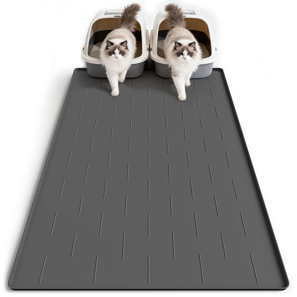 Pieviev silicone cat litter mat flat view, designed to reduce scattered litter