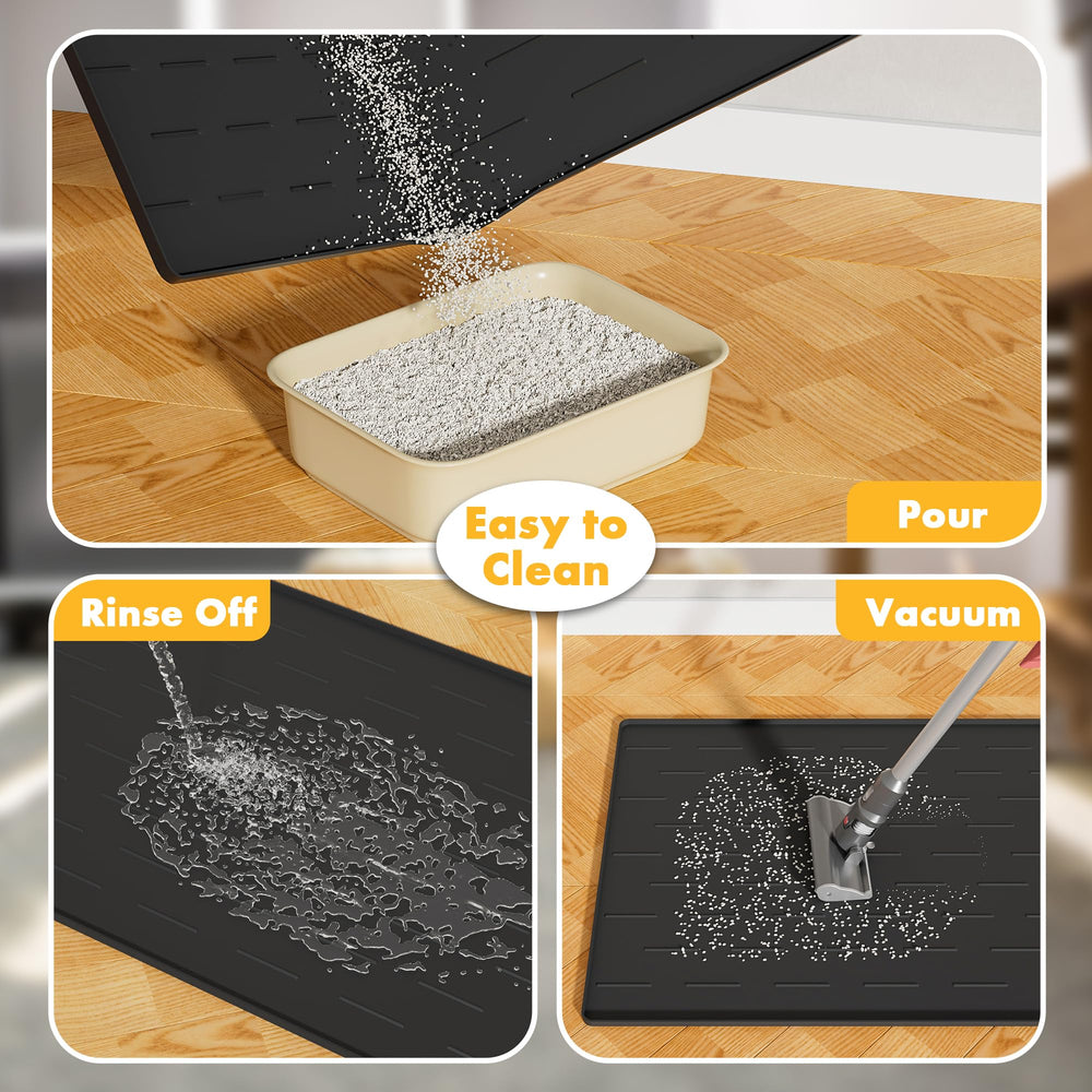 Pieviev non-slip backing keeps litter mat in place during use