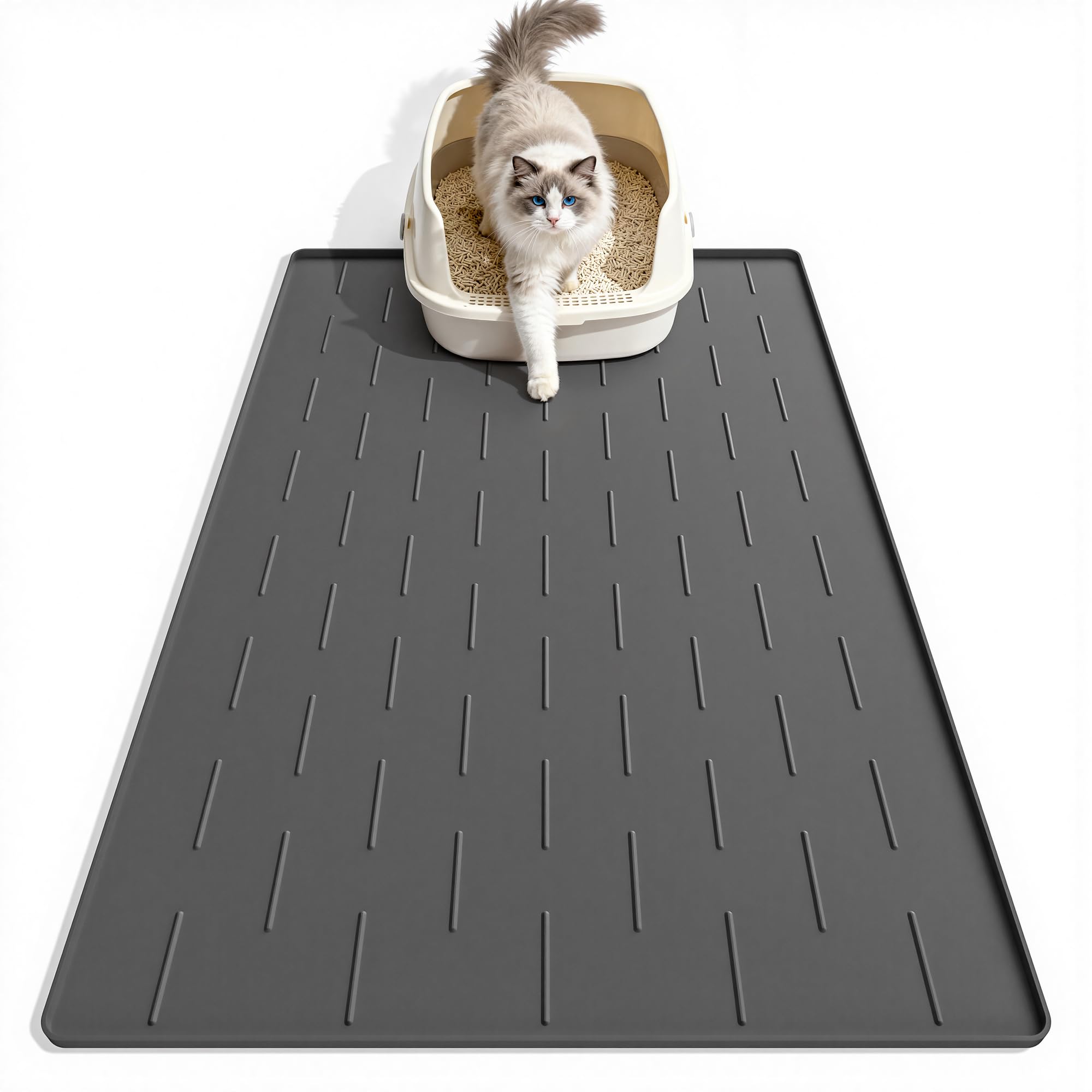 Pieviev silicone cat litter mat with raised pattern traps litter near paws