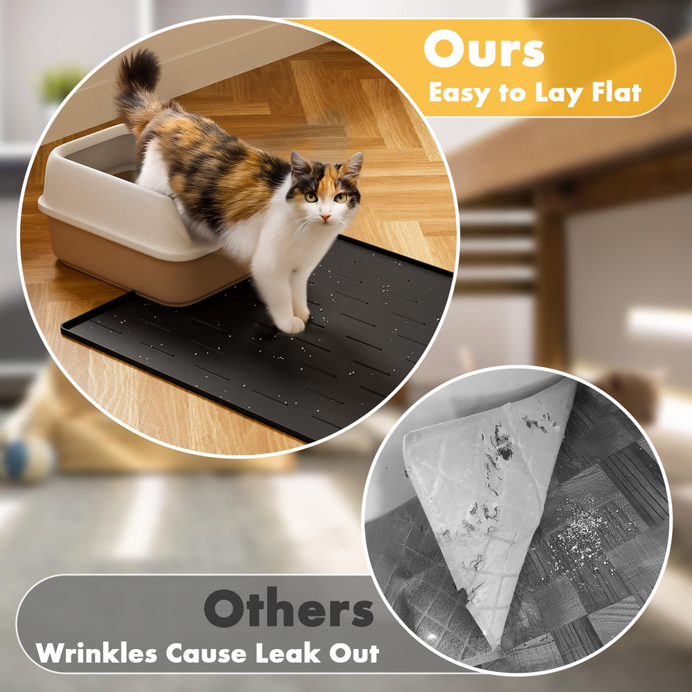 Pieviev soft silicone litter mat gentle on kitty paws yet durable