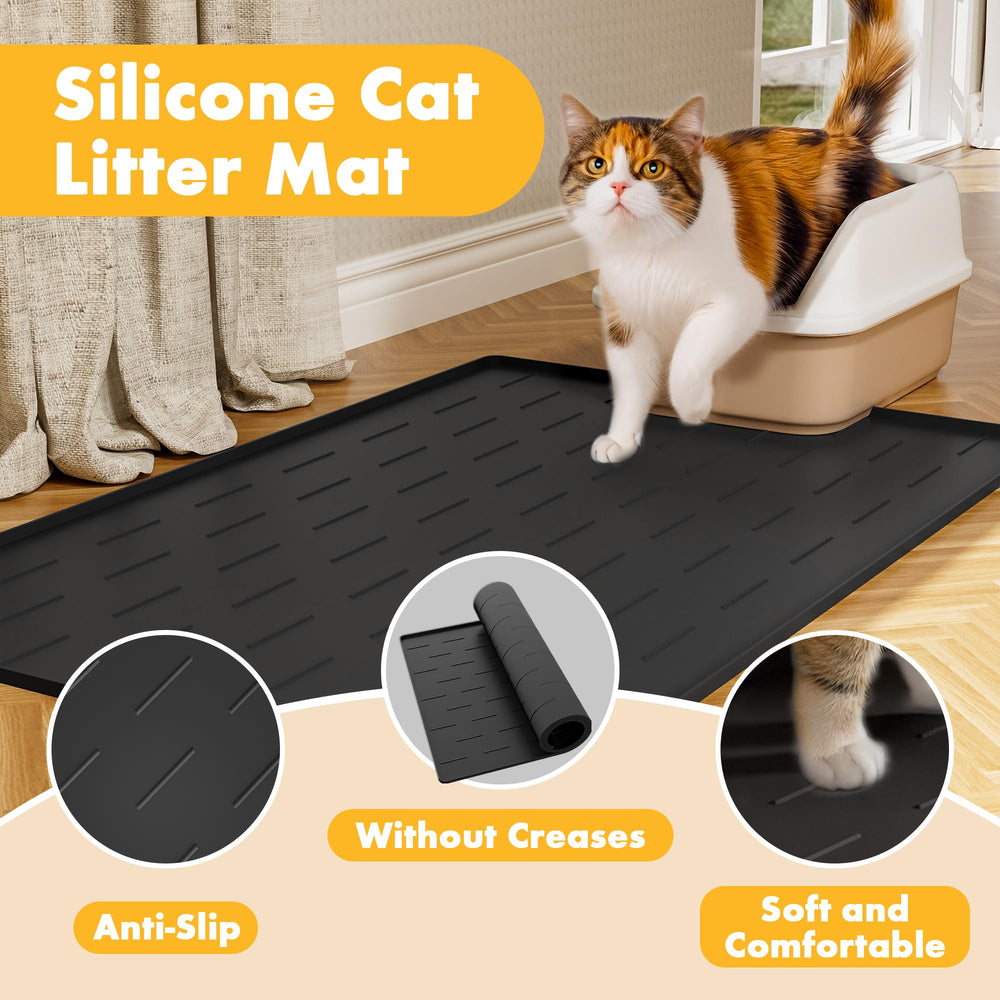 Pieviev waterproof edge litter mat prevents spills on floors