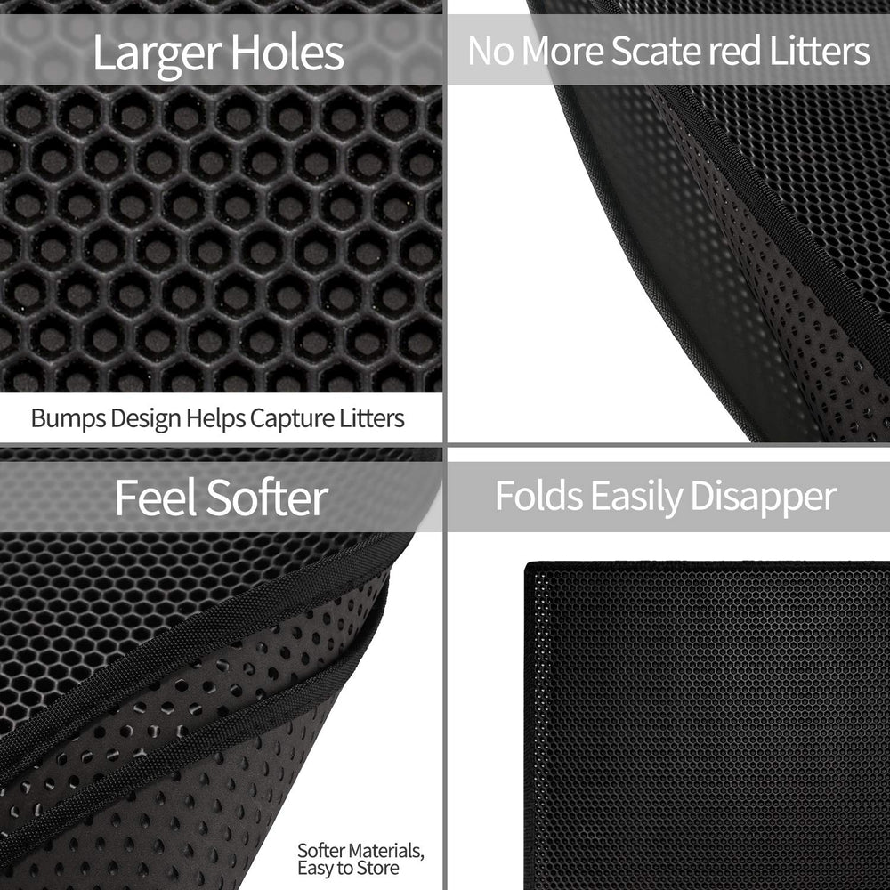 Pieviev Cat Litter Mat waterproof bottom protects floors from accidental spills.