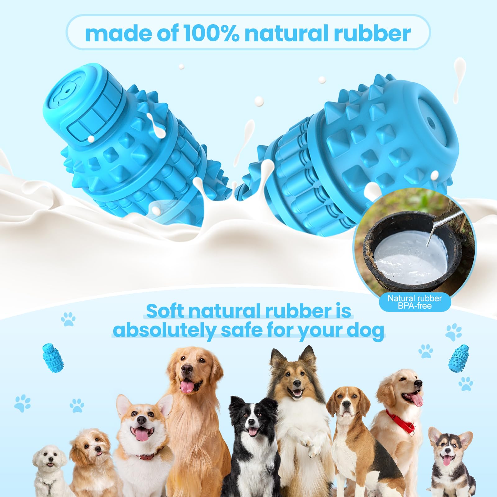 PIFFZEDO azure textured toy surface promotes thorough chewing and gum massage