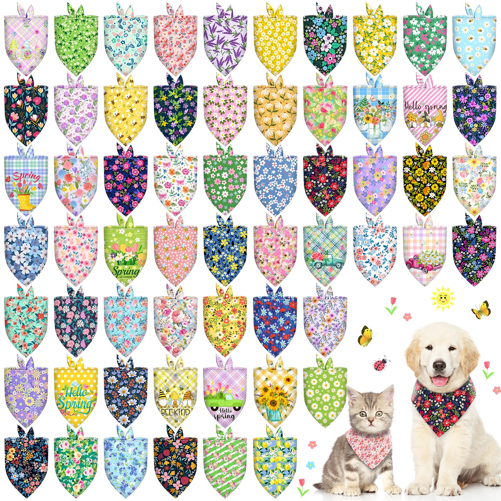 Piklodo dog bandanas 60-pattern variety showcasing floral styles for daily wear.