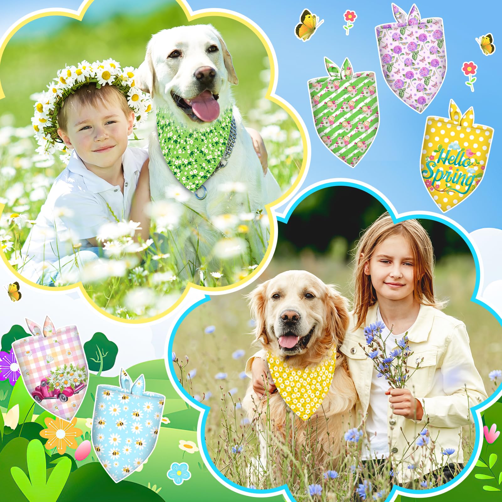 Piklodo bulk-pack dog bandanas highlighting quick styling for seasonal looks.