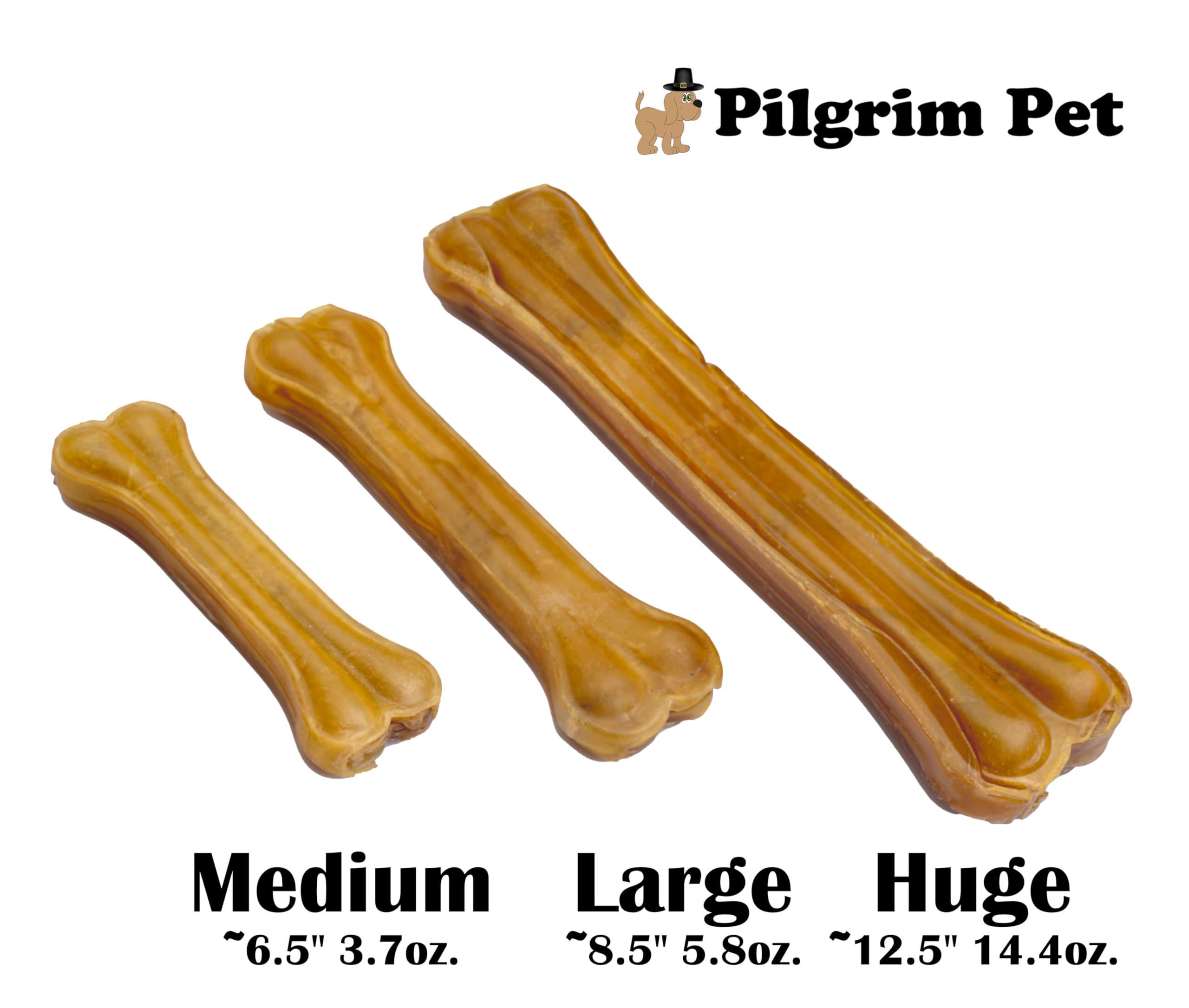 Pilgrim Pet medium 6.5-inch bone size suitable for all breeds.