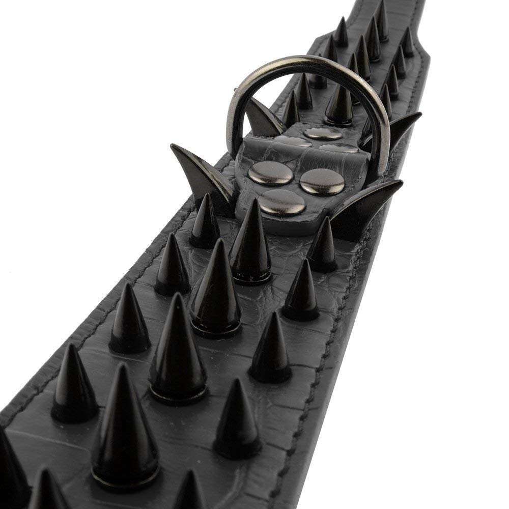 Pimaodog Sharp Spiked Collar nickel hardware—secure D-ring for dependable walks.