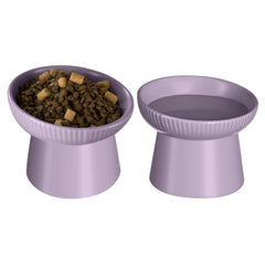 Pin Forest ceramic elevated bowl with tilt for comfortable feeding posture.