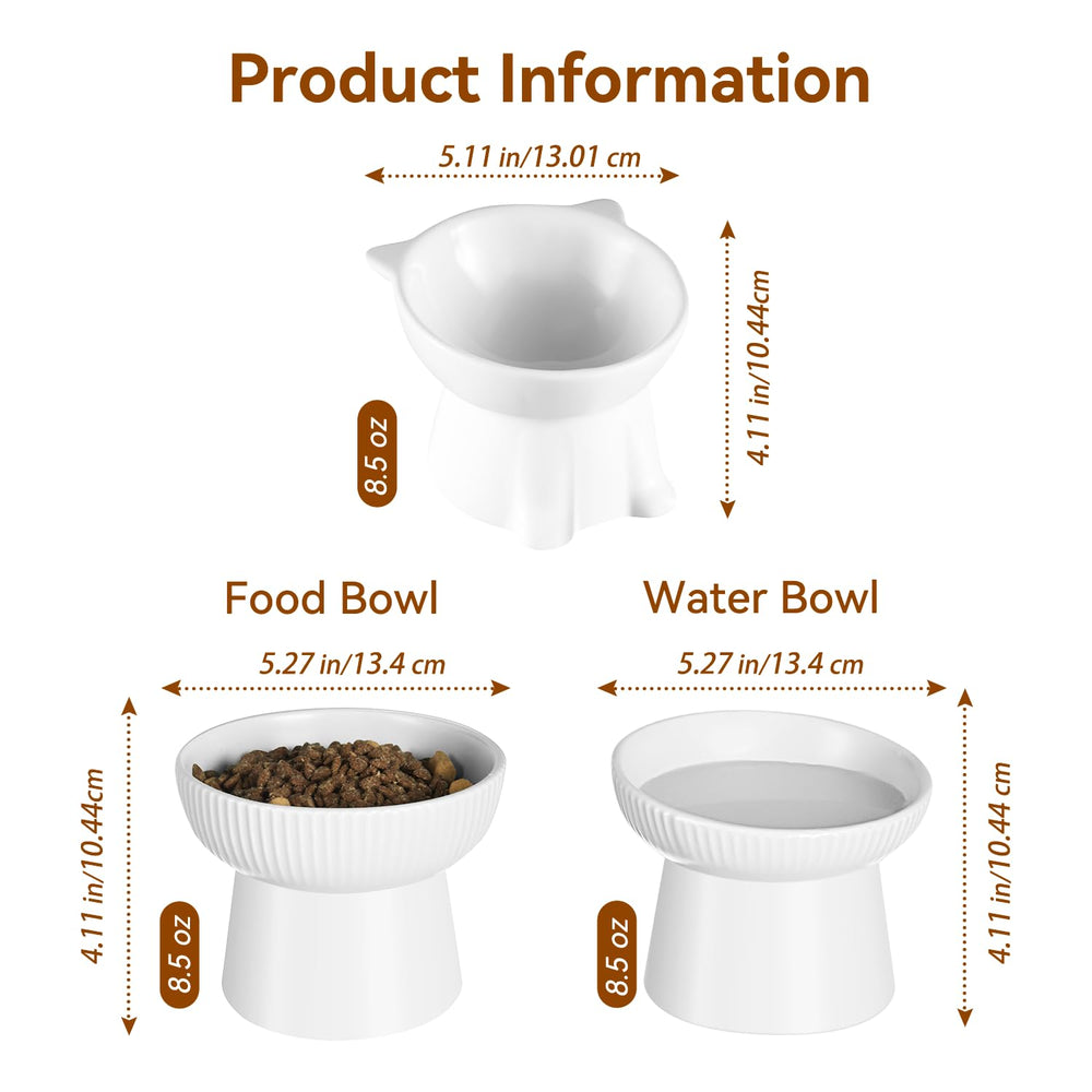 Pin Forest Ceramic Elevated Cat Bowls tilt design at 15 degrees to reduce neck strain