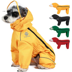 PINA dog raincoat with hood on dog keeps fur dry during rainy walks