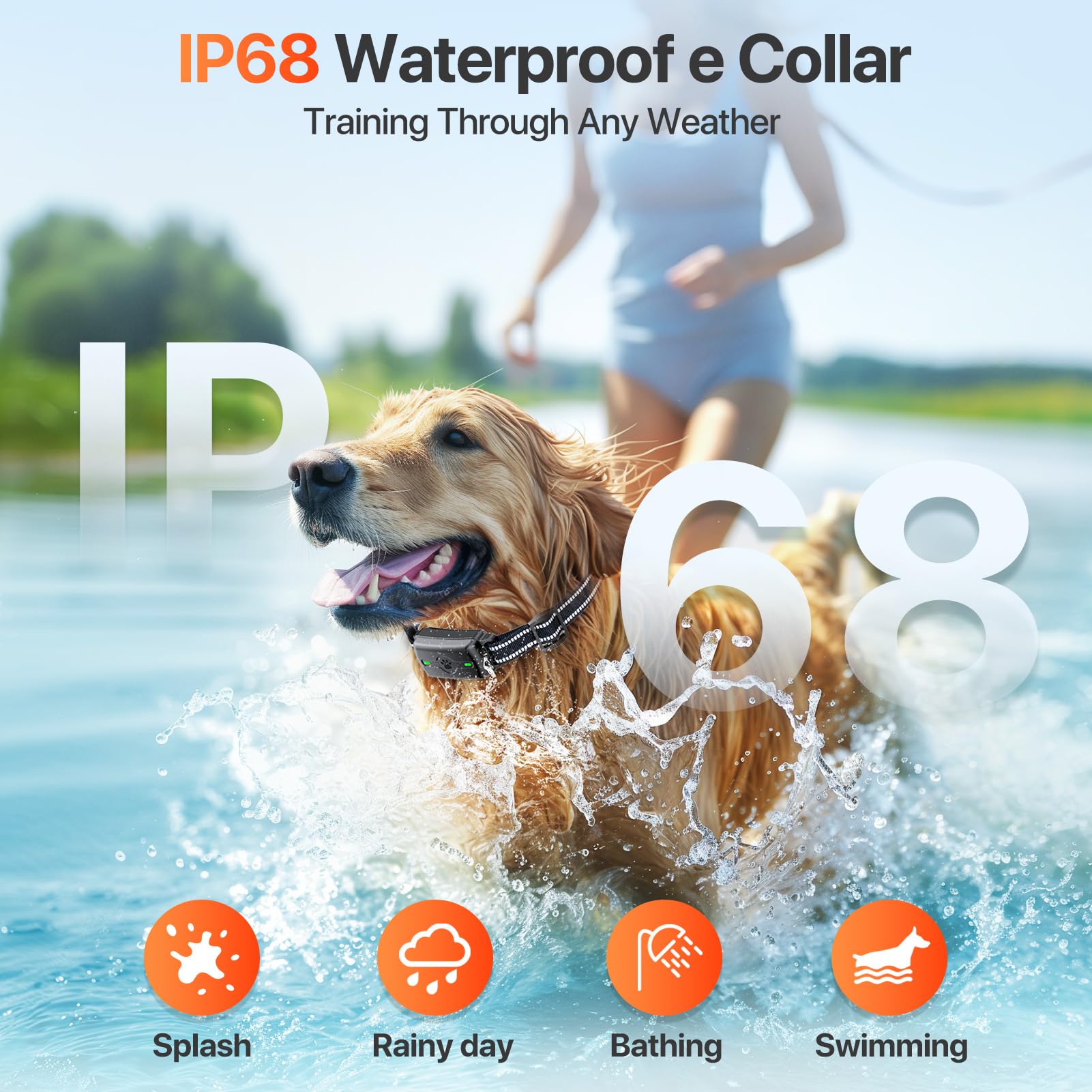 PINCOFIO IP68 waterproof collar tested for rain and water play