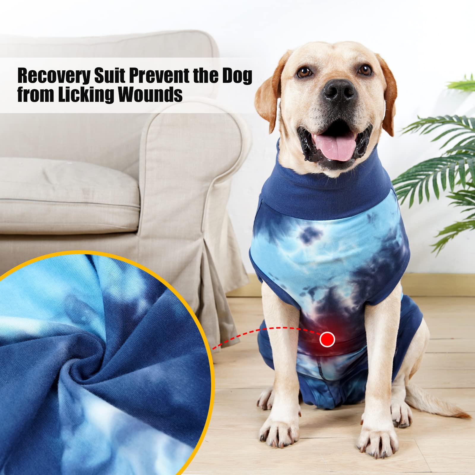 Pinellia dog recovery suit elastic edges prevent rubbing during wear.