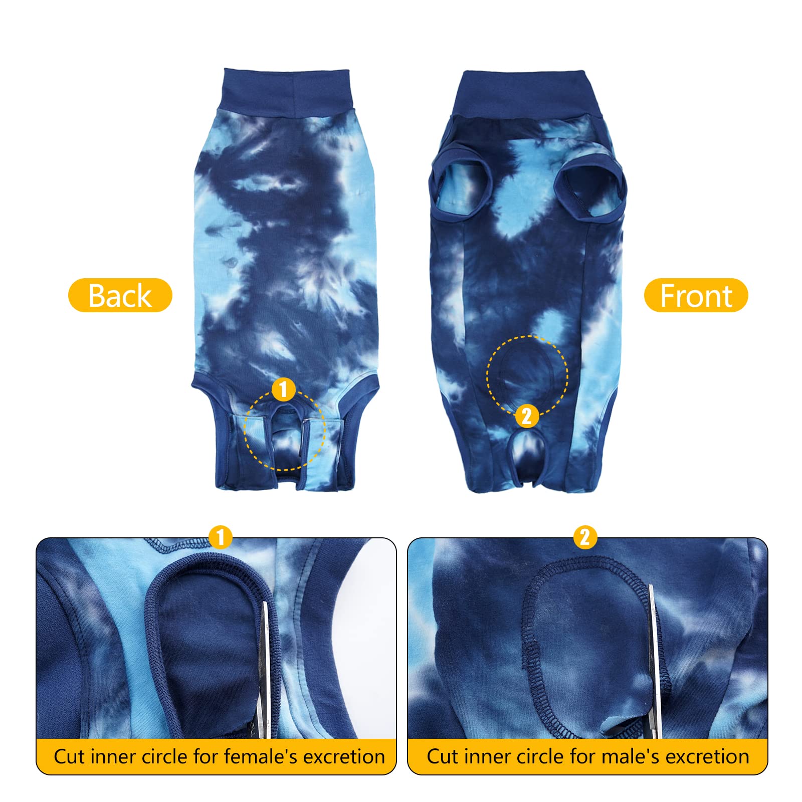 Pinellia tie-dye recovery suit texture shows soft stretch fabric.