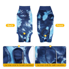 Pinellia tie-dye recovery suit texture shows soft stretch fabric.