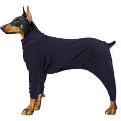 Pinellia fleece dog sweater navy closeup shows soft warmth for winter walks.