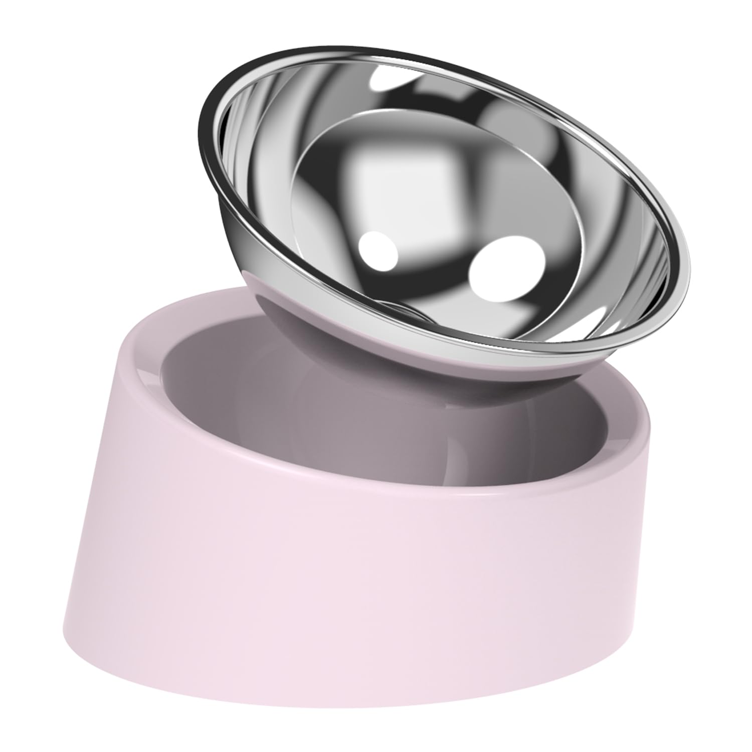 Pink Elevated Dog Bowl Set non-slip base prevents spills during feeding.