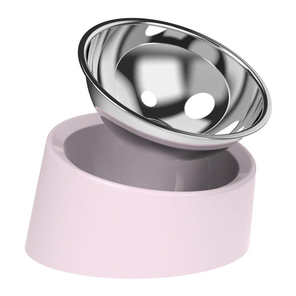 Pink Elevated Dog Bowl Set non-slip base prevents spills during feeding.