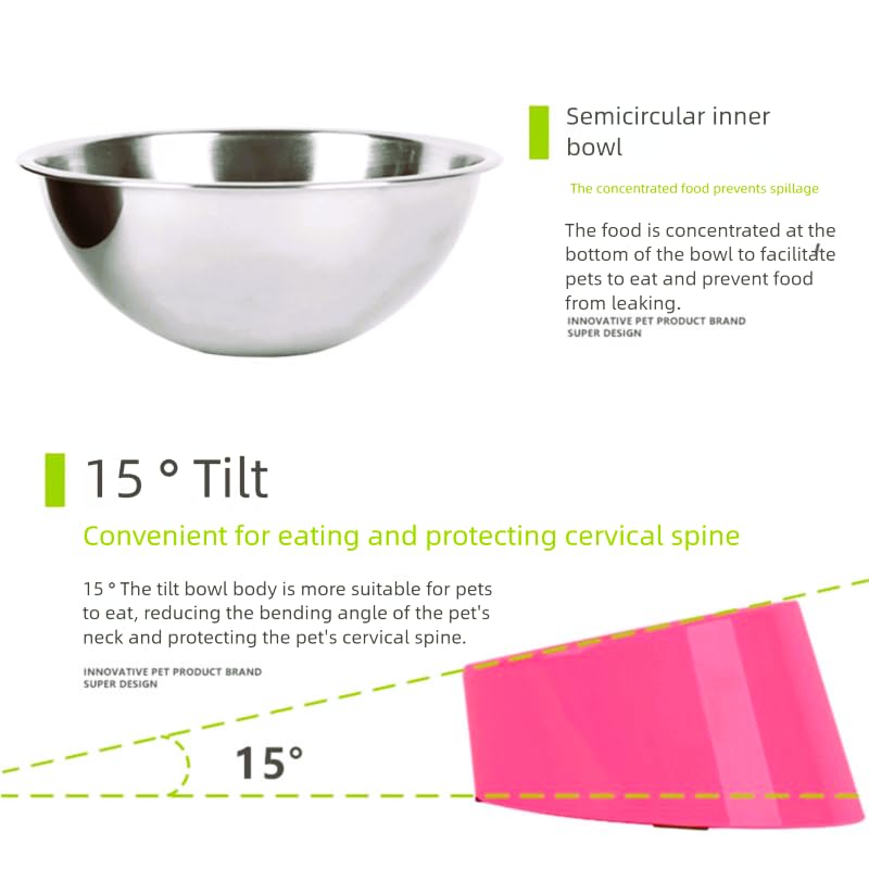 Pink Elevated Dog Bowl Set large size accommodates bigger dogs comfortably.