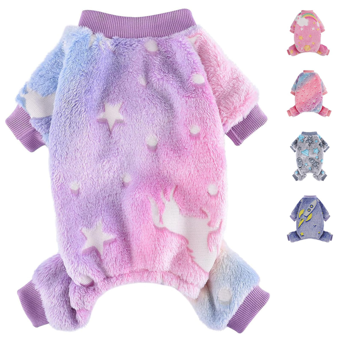 PinkBow dog onesie XXS with stars and moon print for cozy sleep
