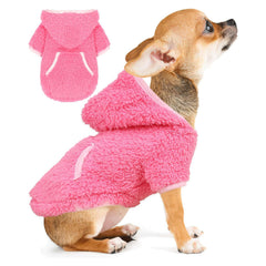PinkBow XXS dog sweater back view showing a snug warm fit for tiny dogs
