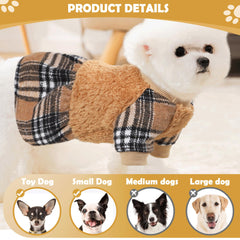 PinkBow plaid fleece dog sweater S worn by a tiny breed in cold weather.